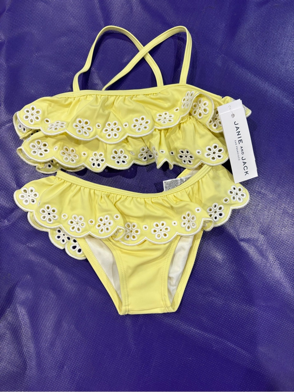 Janie and Jack Yellow Eyelet Ruffle Girls' Two-Piece Swim Set